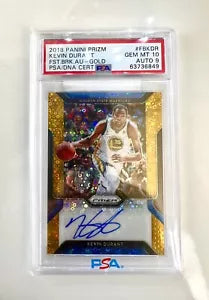 2018 Panini Prizm Fast Break Gold Auto Kevin Durant PSA 10 Pop 1 Warriors /10