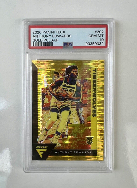 PSA 10 Anthony Edwards 2020-21 Flux GOLD Pulsar Prizm Rookie RC SSP