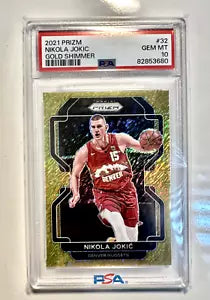 2021 Nikola Jokic 3-time MVP SSP GOLD PRIZM /10 PSA 10 Shimmer