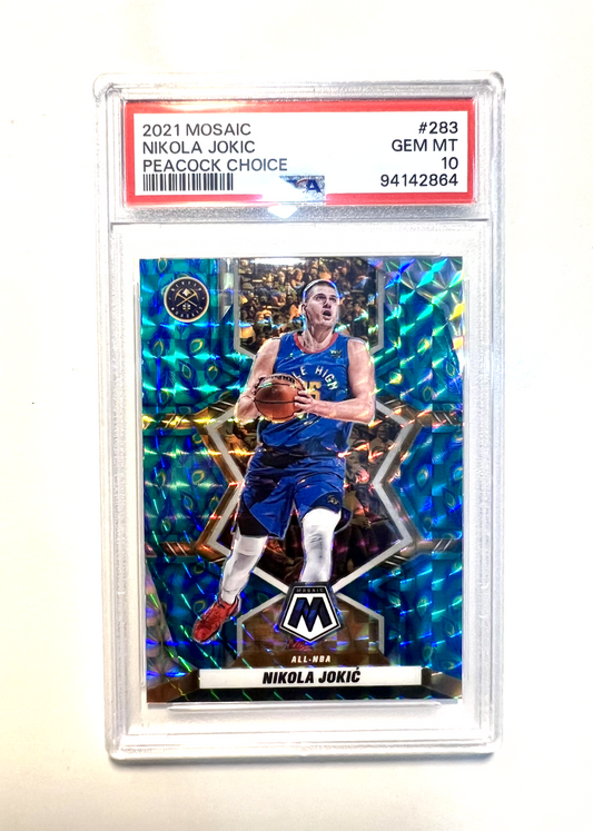 PSA 10 Nikola Jokic Peacock 2021-22 Panini Mosaic SSP